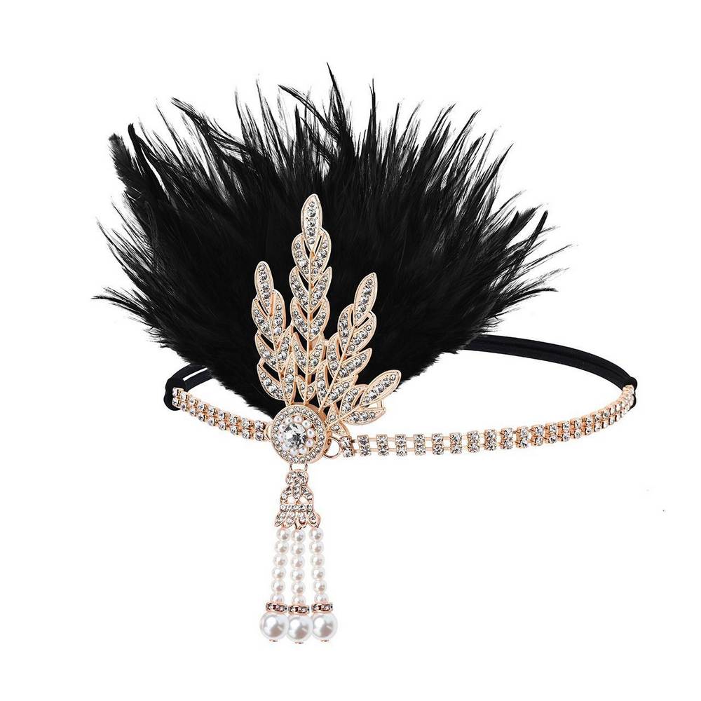 Roaring 20s Rhinestone & Feather Headband