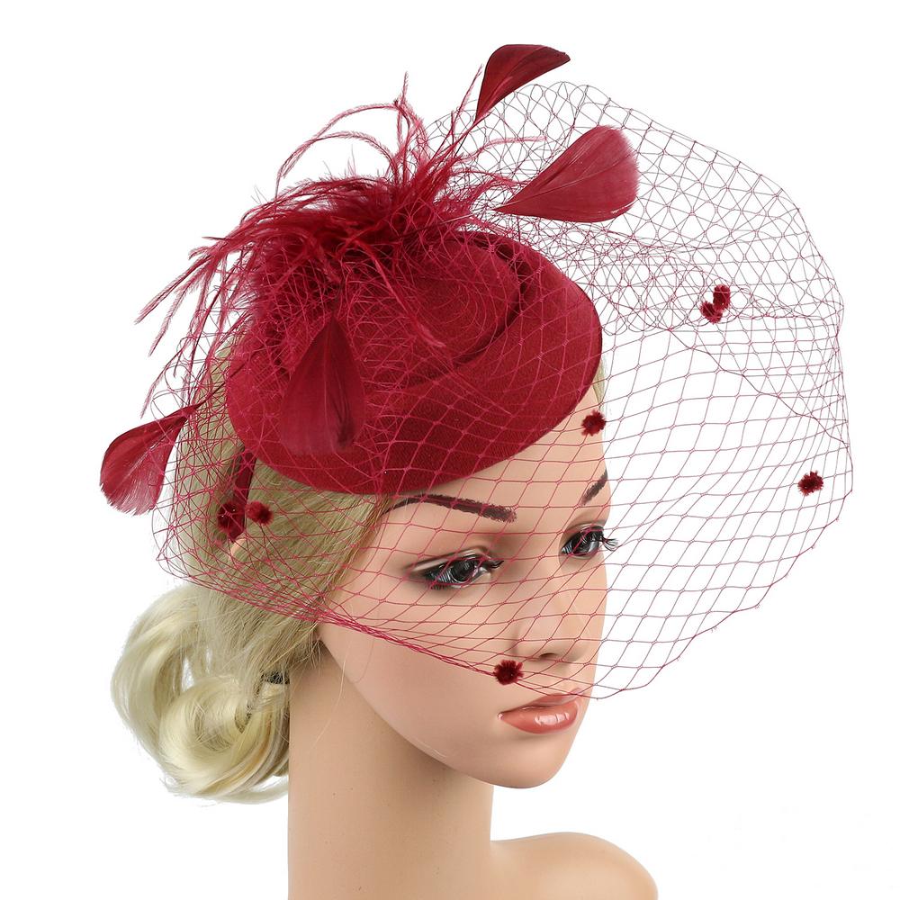 Gatsby Fascinator Hat with veil and feathers