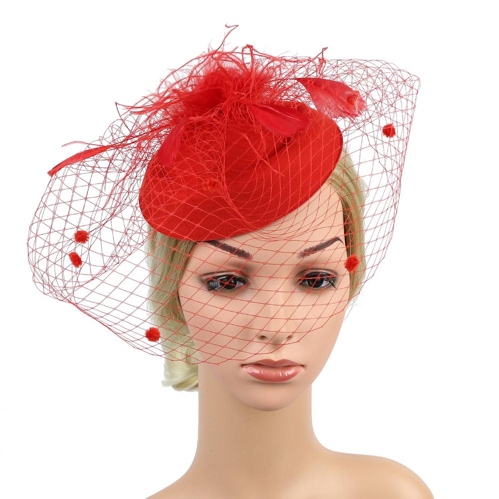 Gatsby Fascinator Hat with veil and feathers