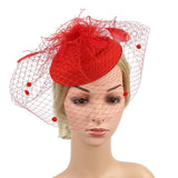 Gatsby Fascinator Hat with veil and feathers