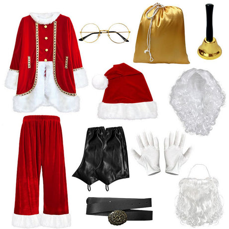 Santa Claus costume set with golden details - adult