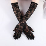 Ladie's Long Lace Gloves - Black,20's, Burlesque
