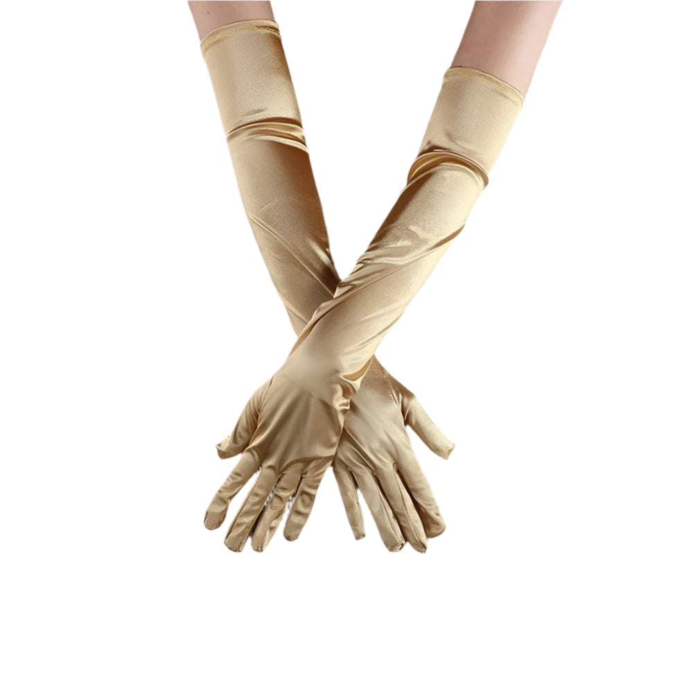 Ladie's Satin Long Gloves - Gold