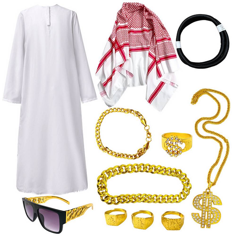 Ensemble de costume de cheikh arabe pour adulte avec accessoires