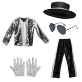 Kids Silver Pop Star Costume with Hat, Glasses & Gloves