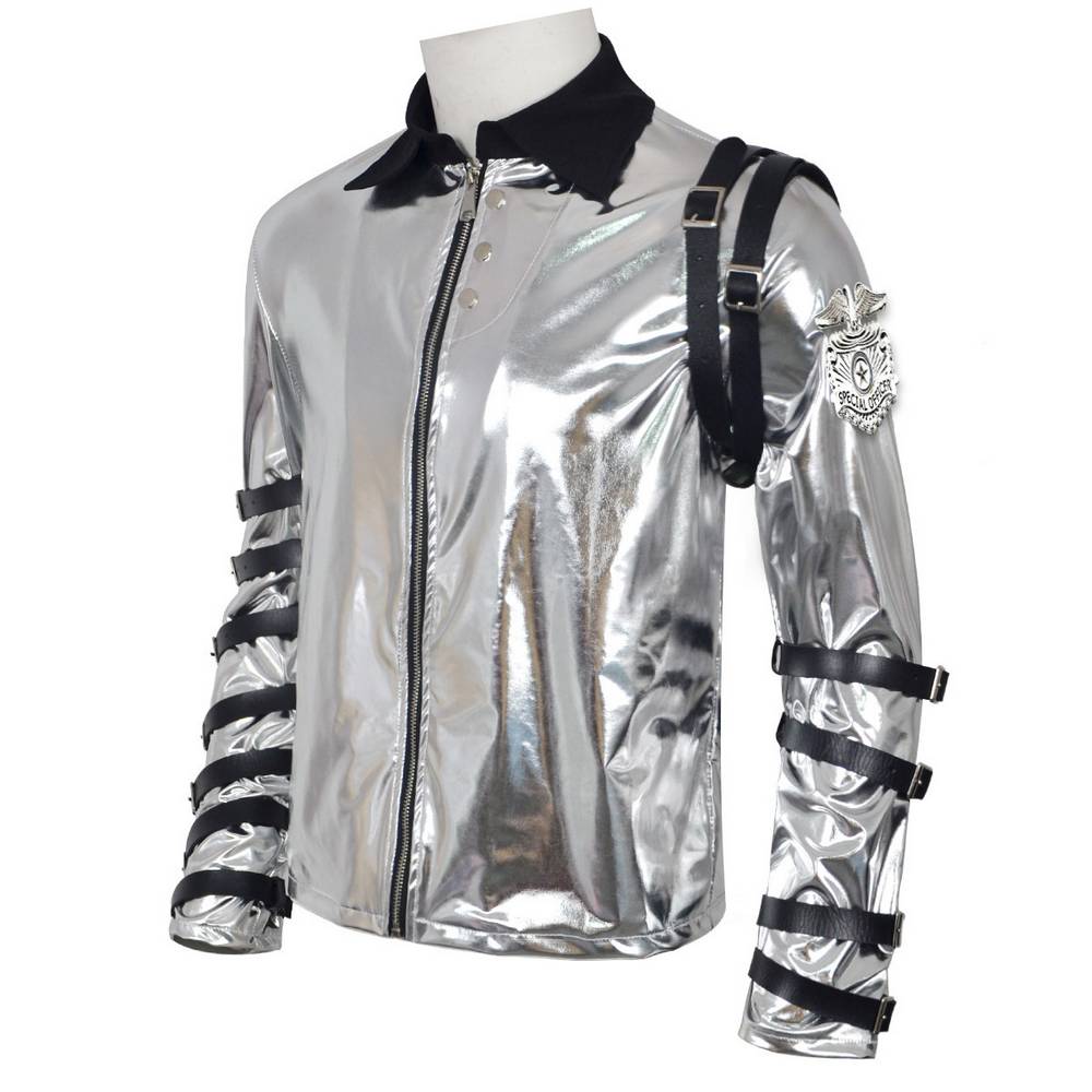 Adult Silver Moto-Style Pop Star Jacket Costume