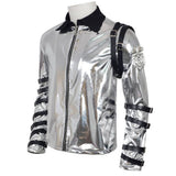Adult Silver Moto-Style Pop Star Jacket Costume