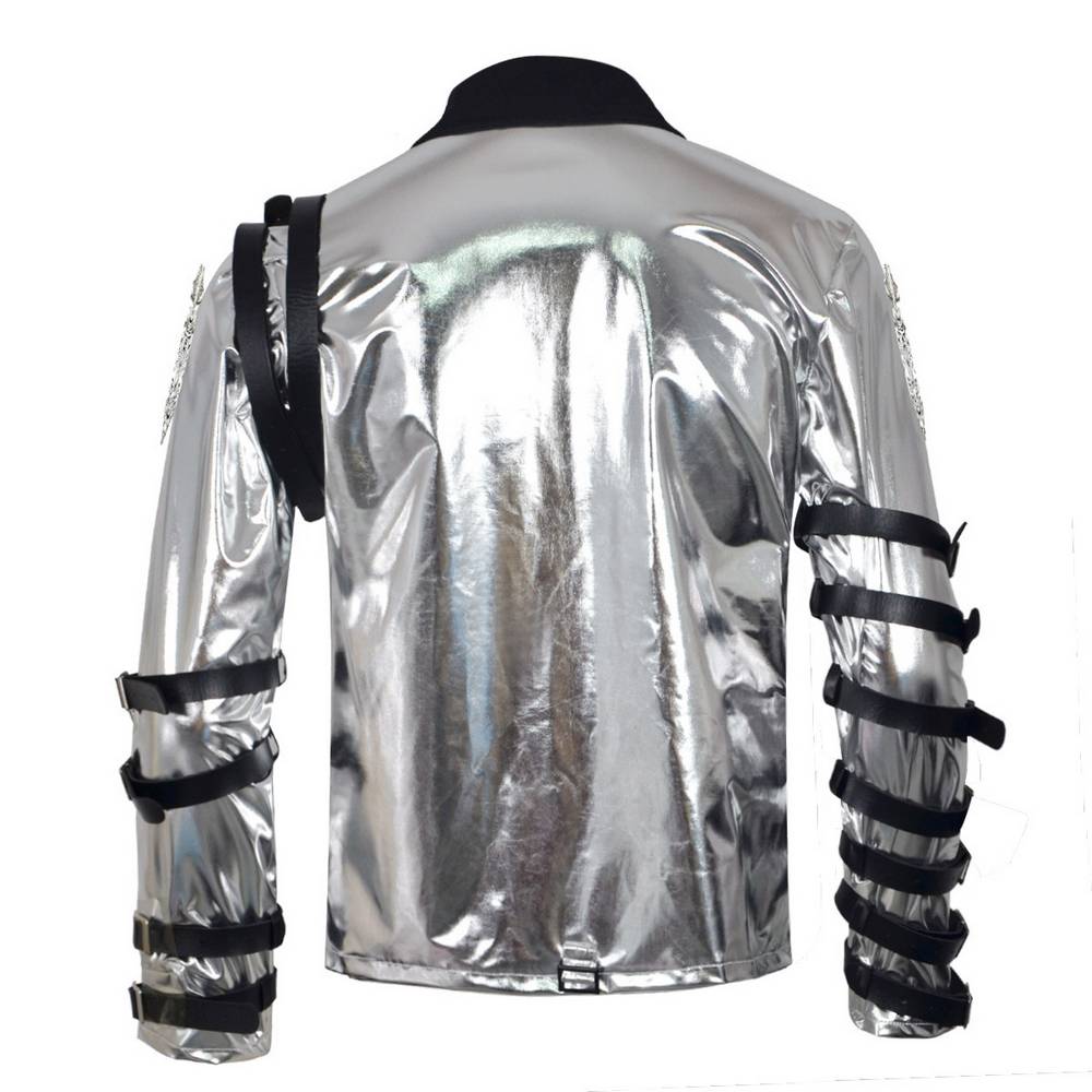 Adult Silver Moto-Style Pop Star Jacket Costume