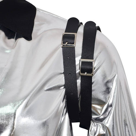 Costume de veste de pop-star style moto argenté pour adulte