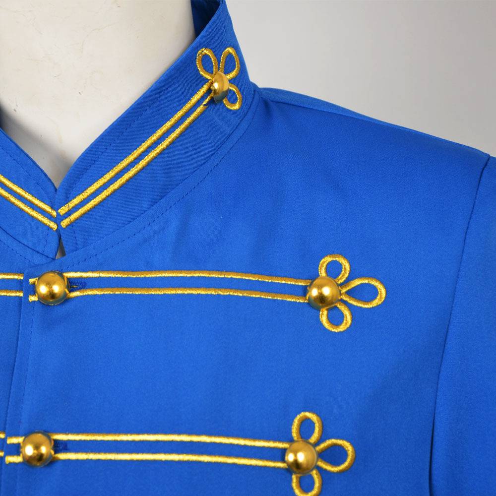 Costume de veste de style militaire pour adulte, bleu, star de la pop