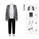 Kids Silver Pop Star Jacket Costume with Shirt & Gloves