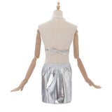 Silver Metallic Halter Top & Skirt Costume Set - adult