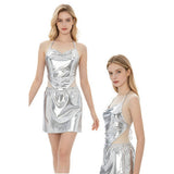 Silver Metallic Halter Top & Skirt Costume Set - adult