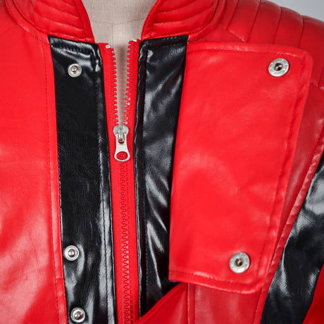 Veste de thriller rouge et noire pour adulte - Costume de roi de la pop