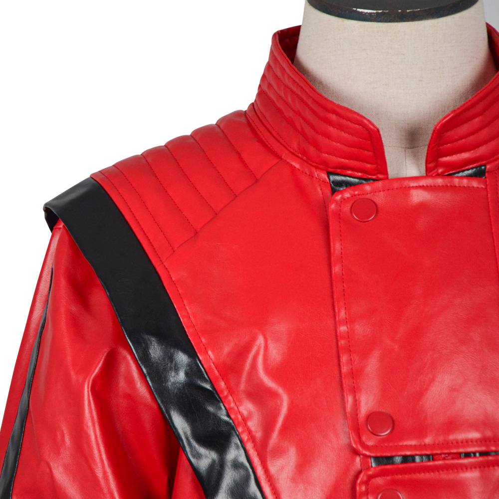 Veste de thriller rouge et noire pour adulte - Costume de roi de la pop