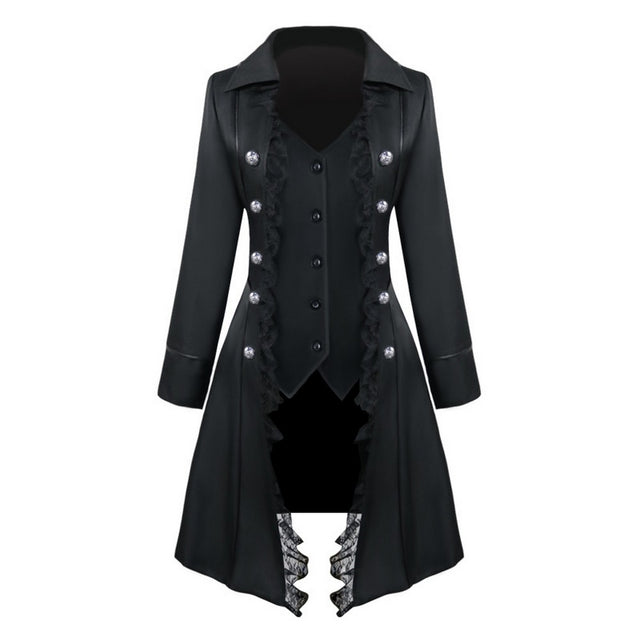 Elegant Medieval Lady Coat - Black
