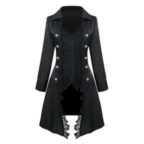 Elegant Medieval Lady Coat - Black