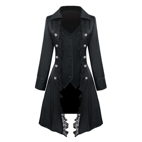 Elegant Medieval Lady Coat - Black