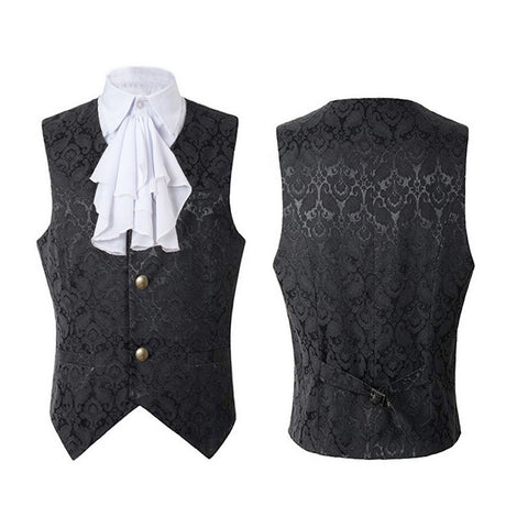 Medieval Vest With Fake Collar - Black