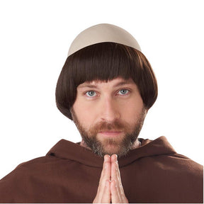 Medieval Priest Friar Wig With Bald Cap