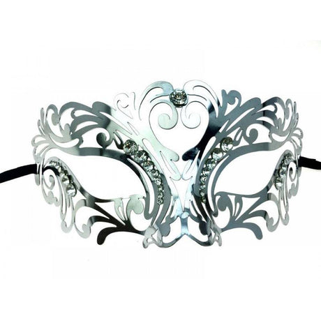 Metal Venetian Mask with rhinestones 57 Silver
