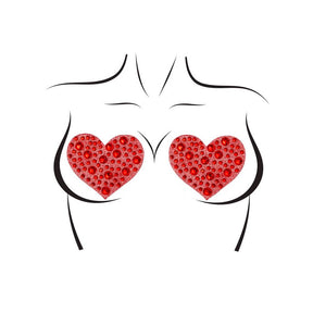 Amore Heart Pasties - Red Nipple Jewel Stickers
