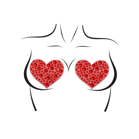 Amore Heart Pasties - Red Nipple Jewel Stickers