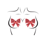 Gift Me Bow pasties - Red Rhinestones Nipple Jewels