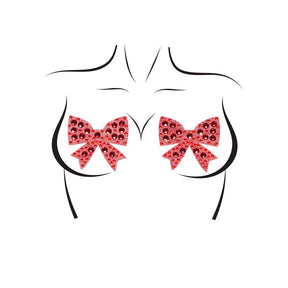 Gift Me Bow pasties - Red Rhinestones Nipple Jewels