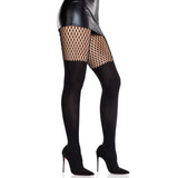 Opaque Garter Illusion Tights with net thigh detail
