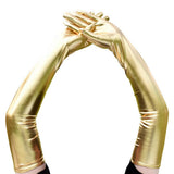 Gants en simili cuir de longueur opéra