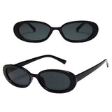 Lunettes de soleil ovales - Lunettes de mode rétro classiques en plastique noir