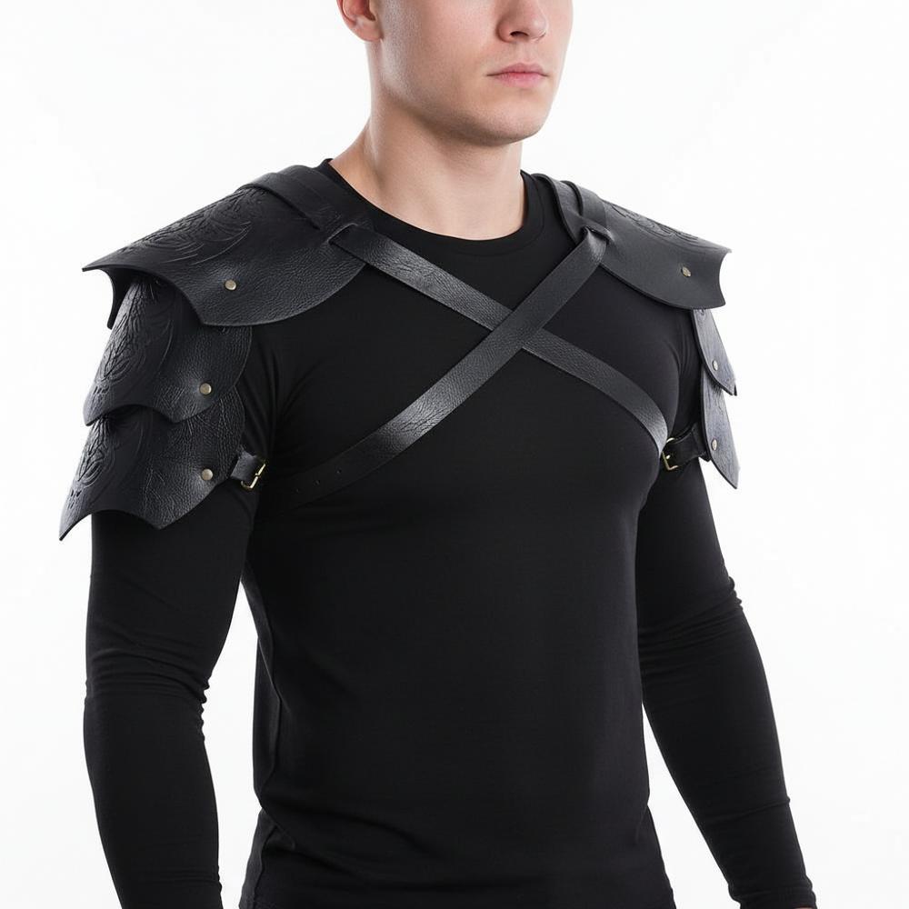Fantasy-warrior-faux-leather-shoulder-pauldrons-viking-medieval-Larp-GN-Cosplay