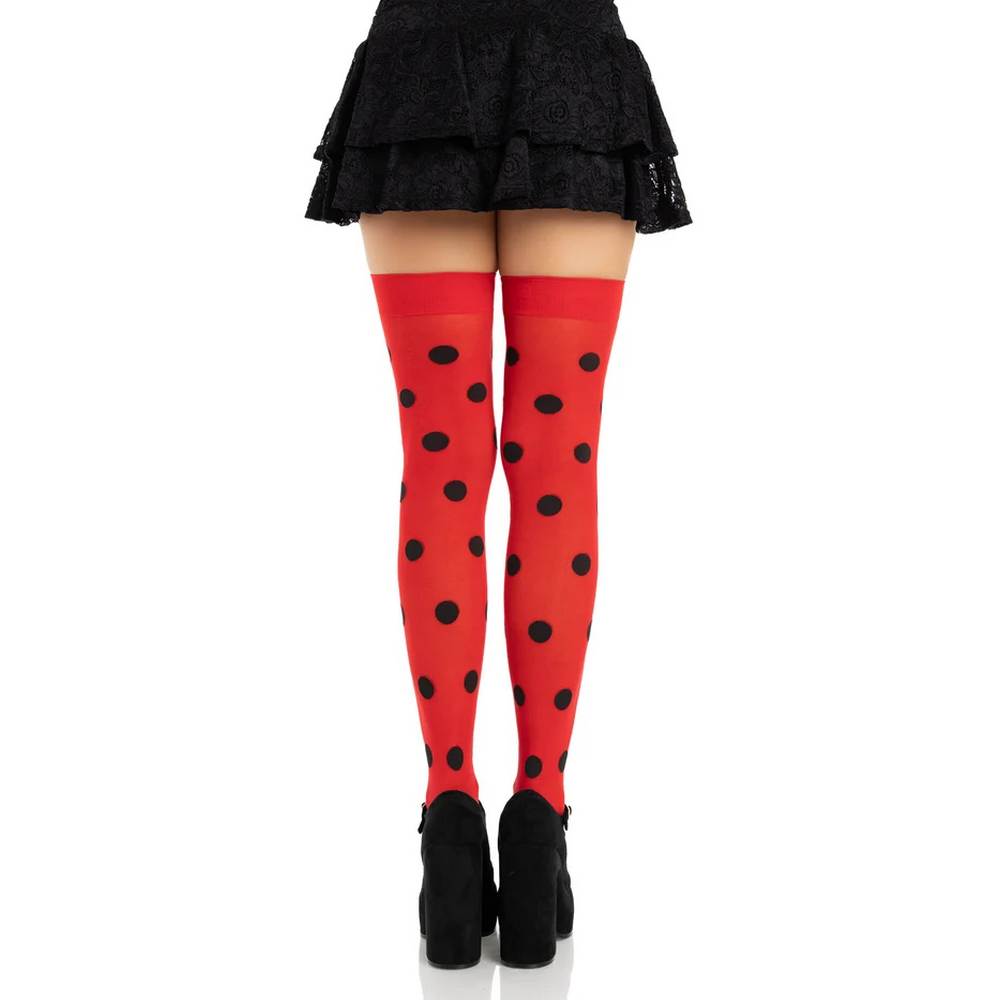 Polka Dot Opaque Thigh Highs