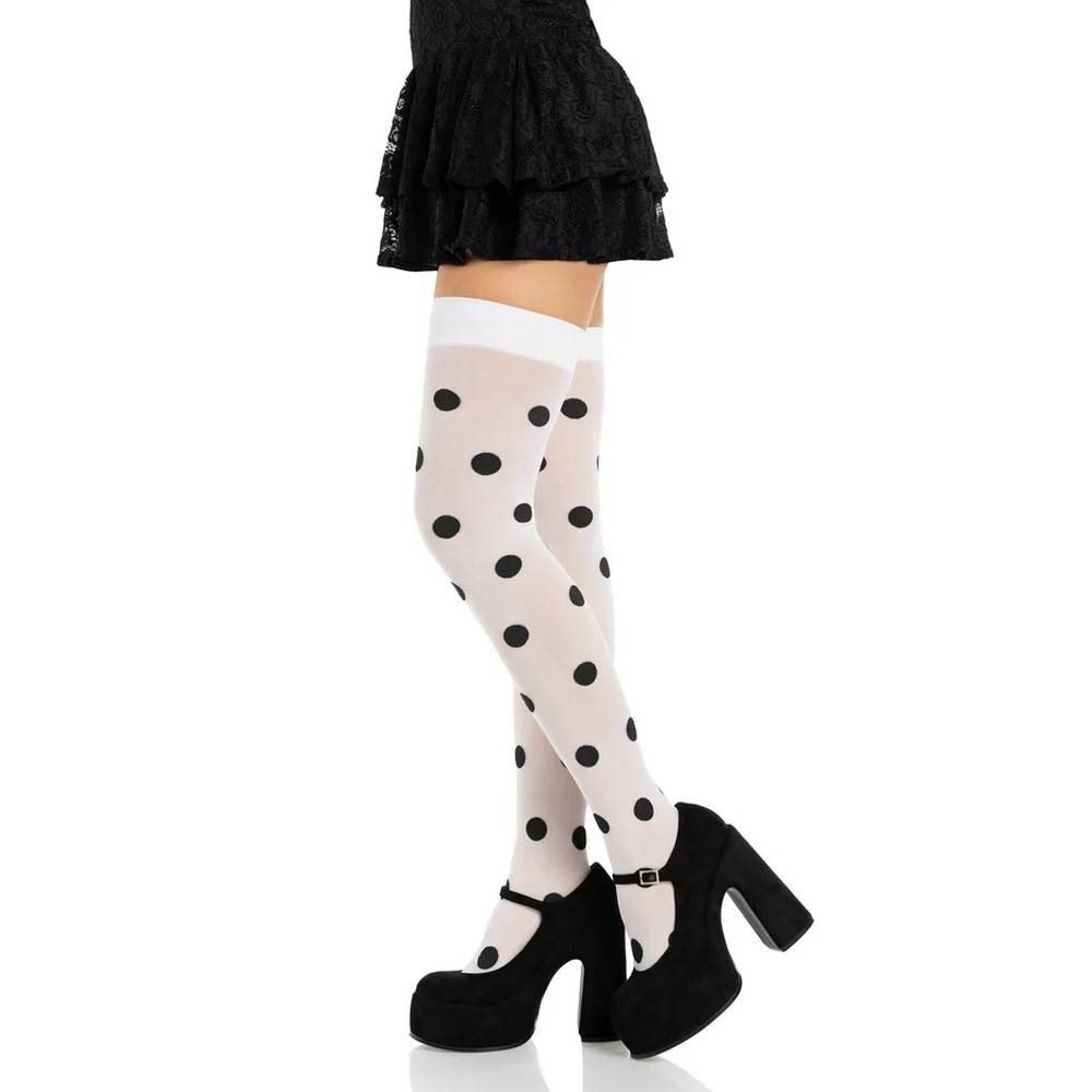 Polka Dot Opaque Thigh Highs