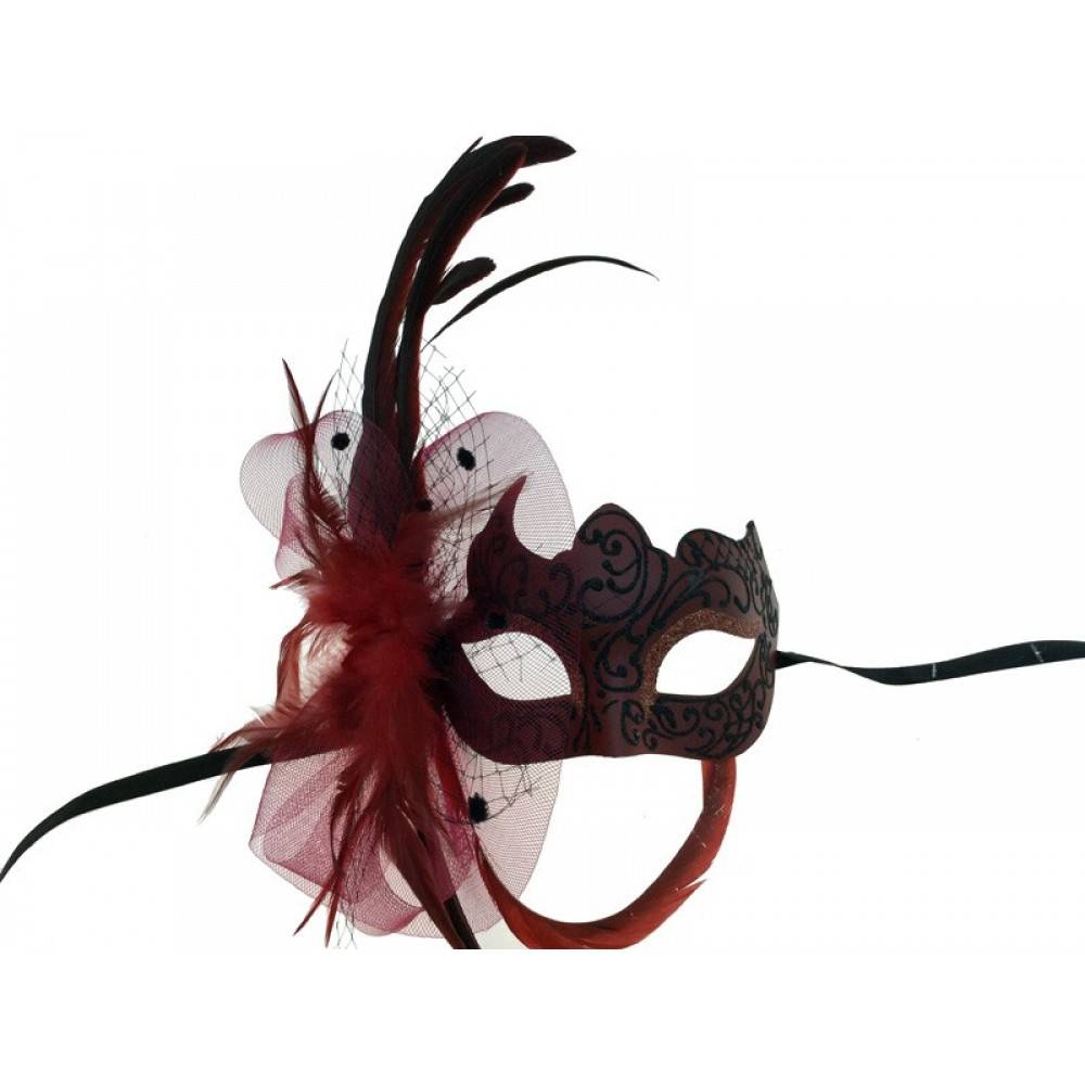 Masque de bal masqué à paillettes et plumes