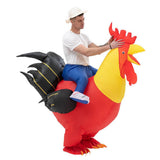 ride-on-rooster-inflatable-costume, funny costume, halloween disguise