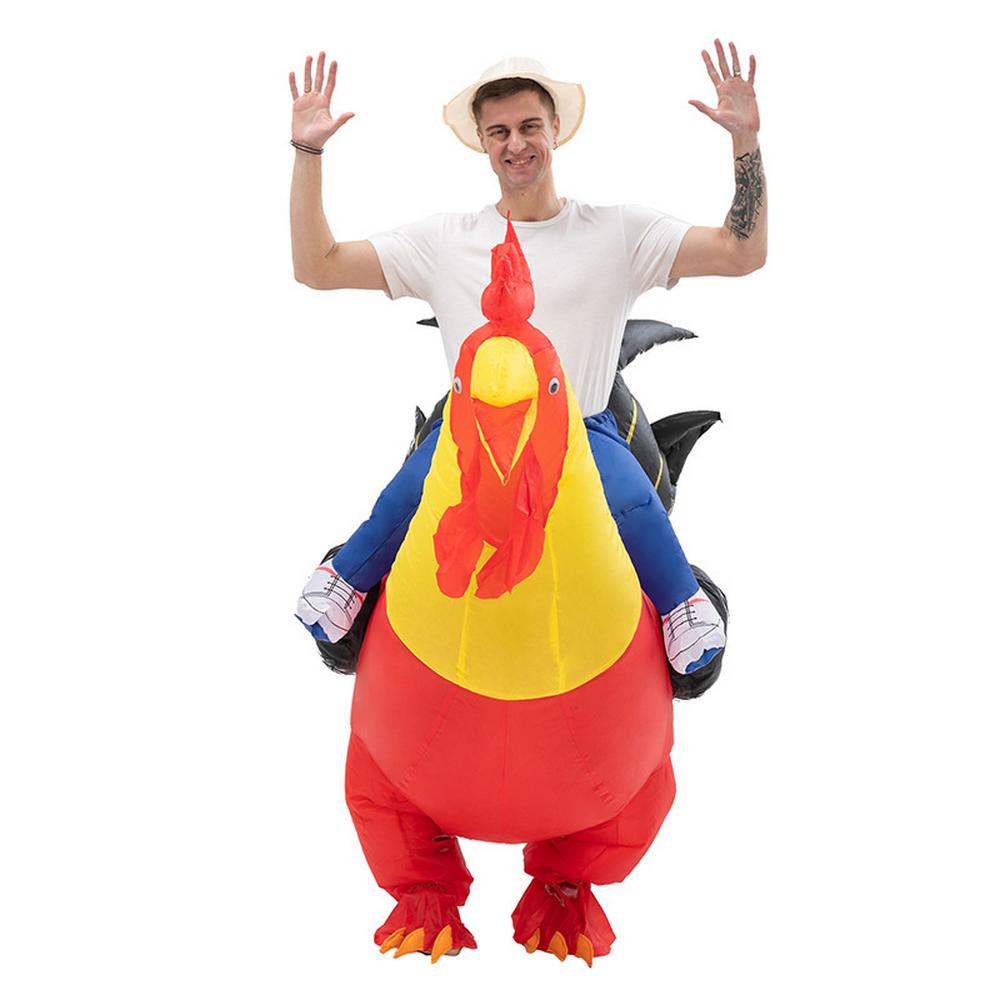 ride-on-rooster-inflatable-costume, funny costume, halloween disguise