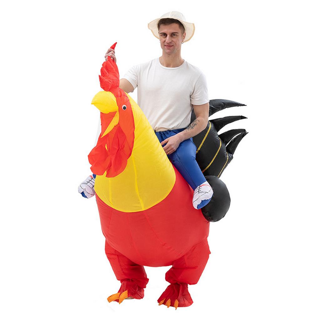 ride-on-rooster-inflatable-costume, funny costume, halloween disguise