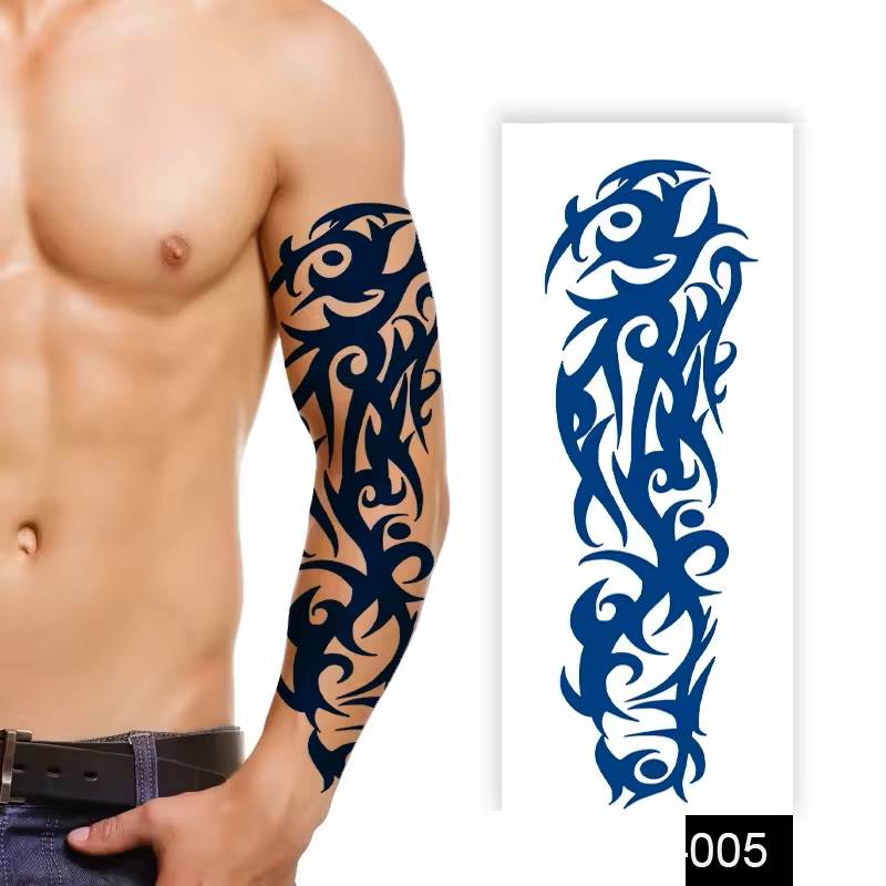 Semi-Permanent Full Arm Sleeve Tattoo - Tribal Temporary Tattoo