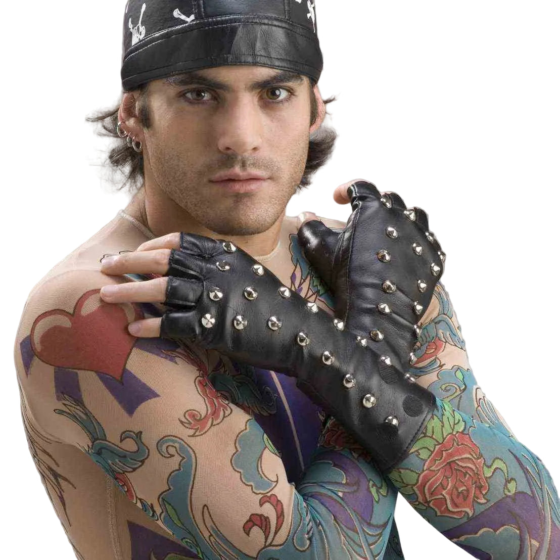Studded Fingerless Gloves