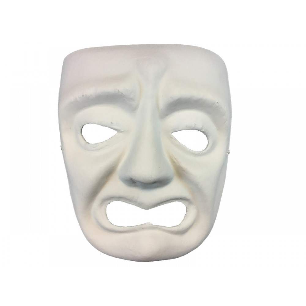 Masque Tragédie papier maché non peint