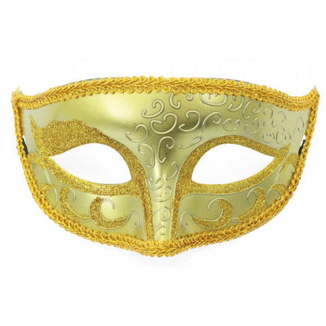 Glitter Venetian Masquerade Eye Mask with border trim