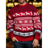 Men's Ugly Christmas Knit Sweater with reindeer and snowflake motifs