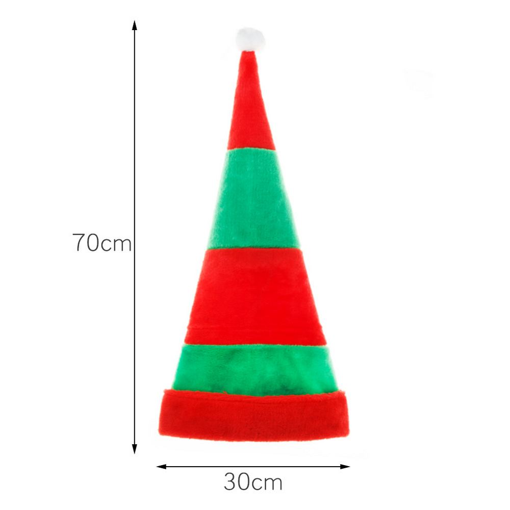 Bonnet de lutin de Noël rayé vert et rouge