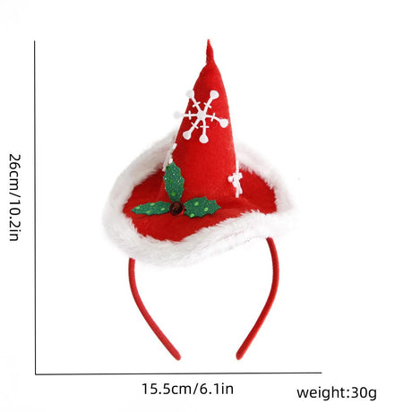 Christmas red pointed hat headband with mistletoe