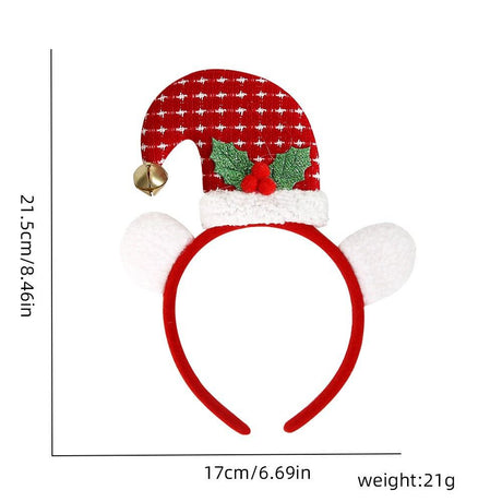 Patterned Christmas Elf Hat Headband with bell & ears