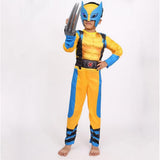 Yellow superhero Wolve mutant kids costume