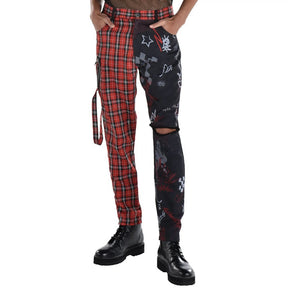 Punk Men Plaid Pants