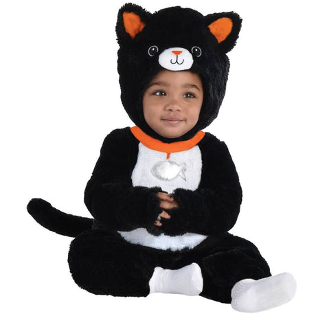 Cuddly Black Cat baby costume 8408453